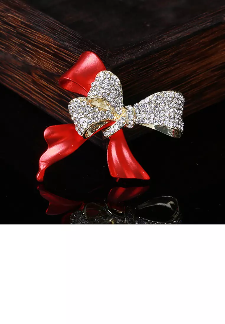 Red deals ribbon brooch