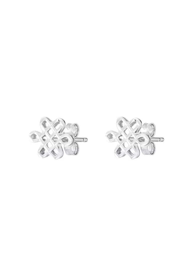 White gold deals knot earrings