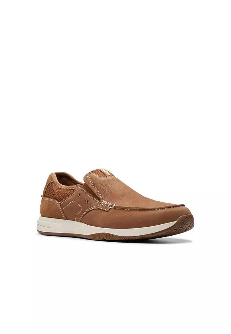 Buy Clarks Mens Sailview Step Slip On shoes - Light Tan Nubuck