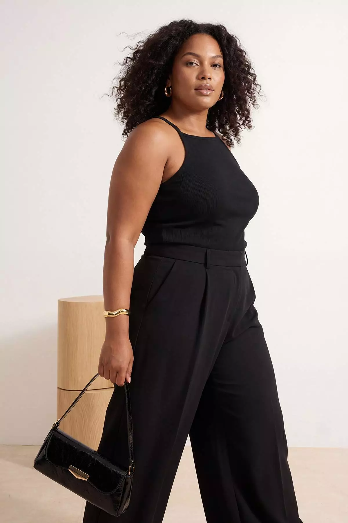 Trendyol Black Halter Neck Camisole Basic Knitted Plus Size