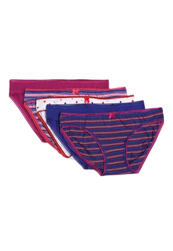 MARKS & SPENCER purple M&S 5 pack Stripes Cotton Lycra Bikini Knickers 5ECCBUSC913A1FGS_1