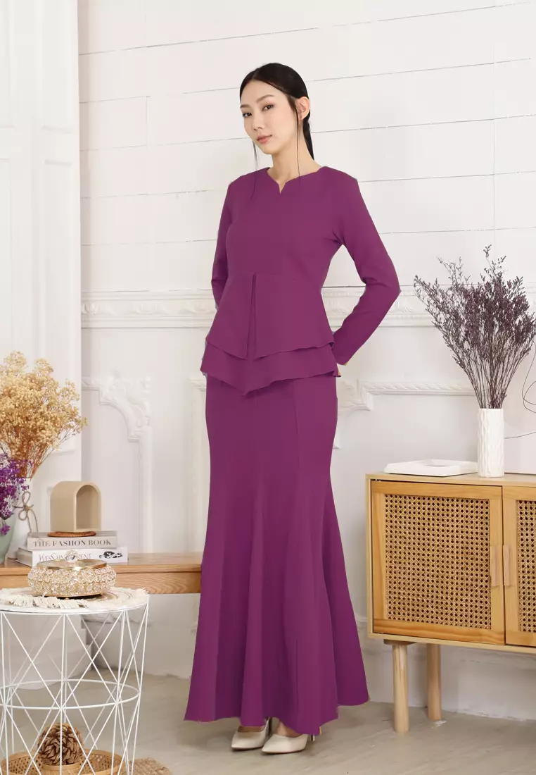 Serena Kurung Modern in Raspberry Purple