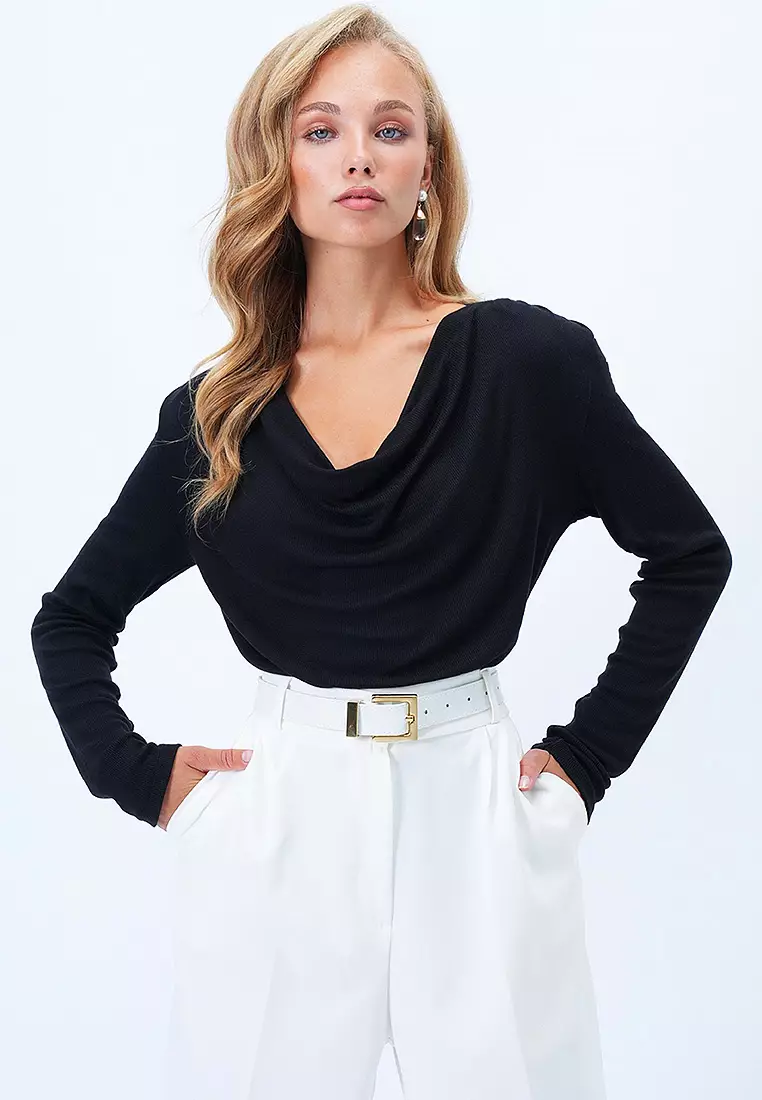 Cowl Neck Draped Blouse