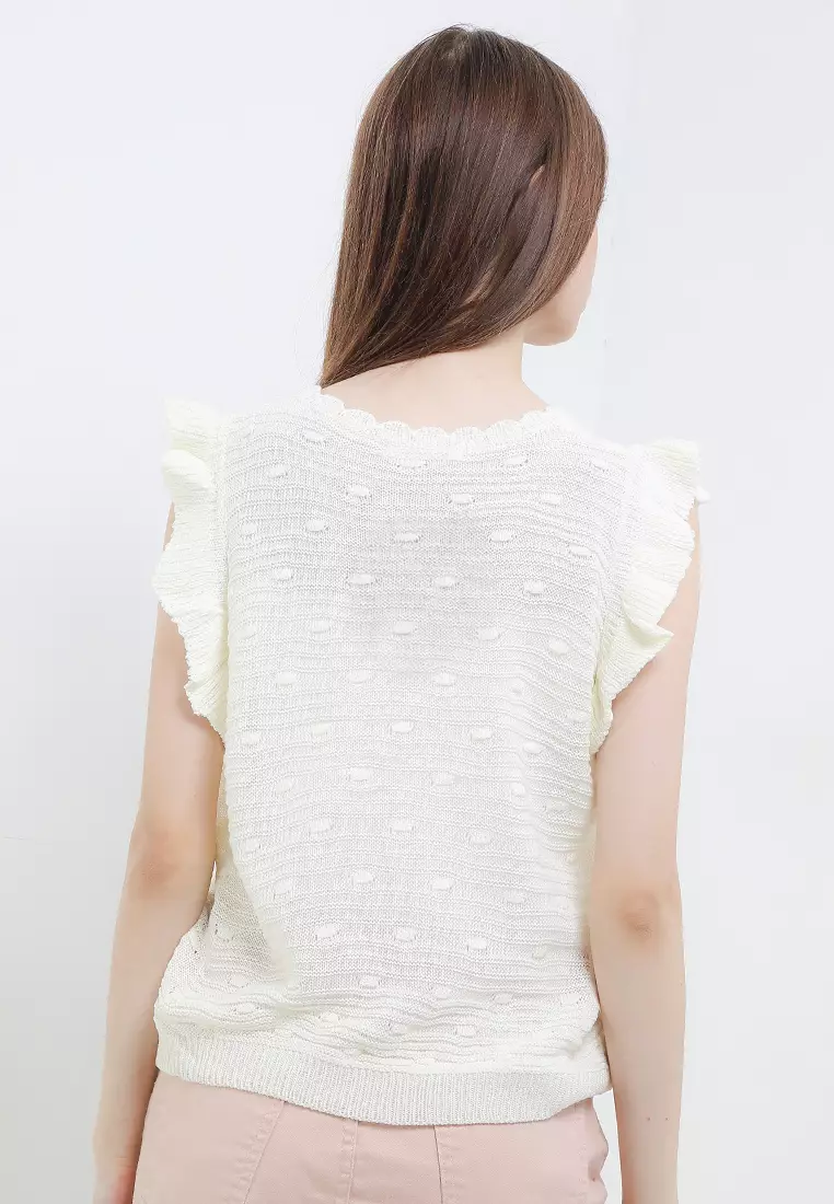 Ruffled Sleeves Knit Top