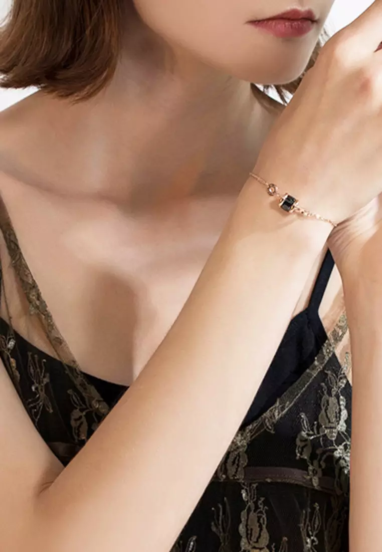CELOVIS - Oceane Black Cryolite Necklace + Bracelet + Earrings Jewellery Set