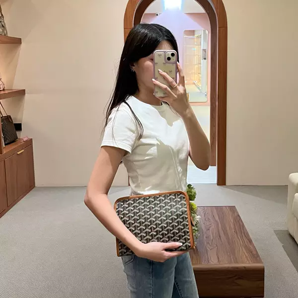 Tas GOYARD JOUVENCE BLACK TAN CLUTCH BAG 100% ORIGINAL