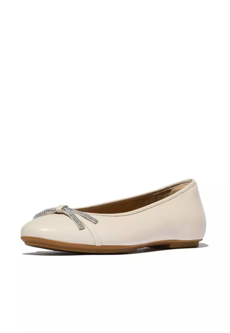 Delicato Glitz-Bow Leather Ballet Flats