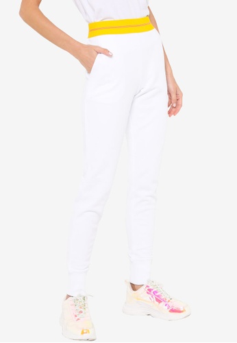 ck Calvin Klein white Angular Loop Back Cotton Terry Slim Joggers - Elastic Logo EF56AAA214C87AGS_1