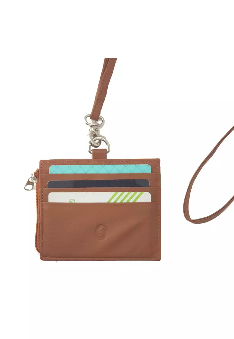 Oxhide Leather Lanyard / ID card holder JG4164LS-BROWN