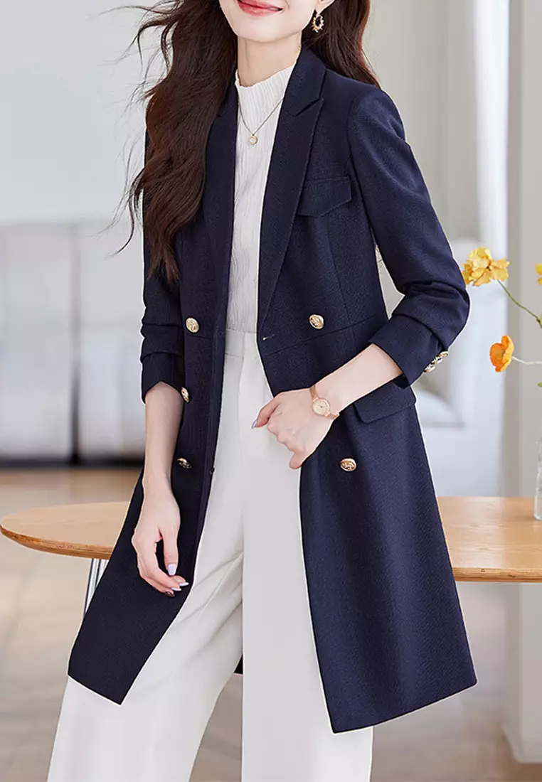 Slim Cut Blazer-style Trench Coat YGH-EM6631
