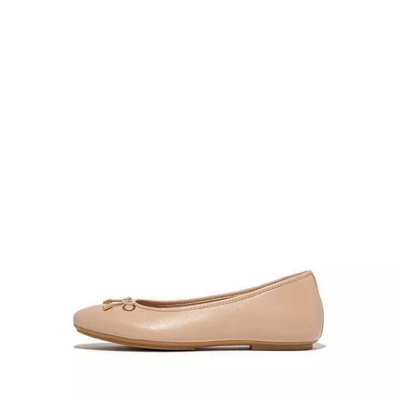Fitflop Delicato Bow Soft Leather Ballet Flats - Classic Beige