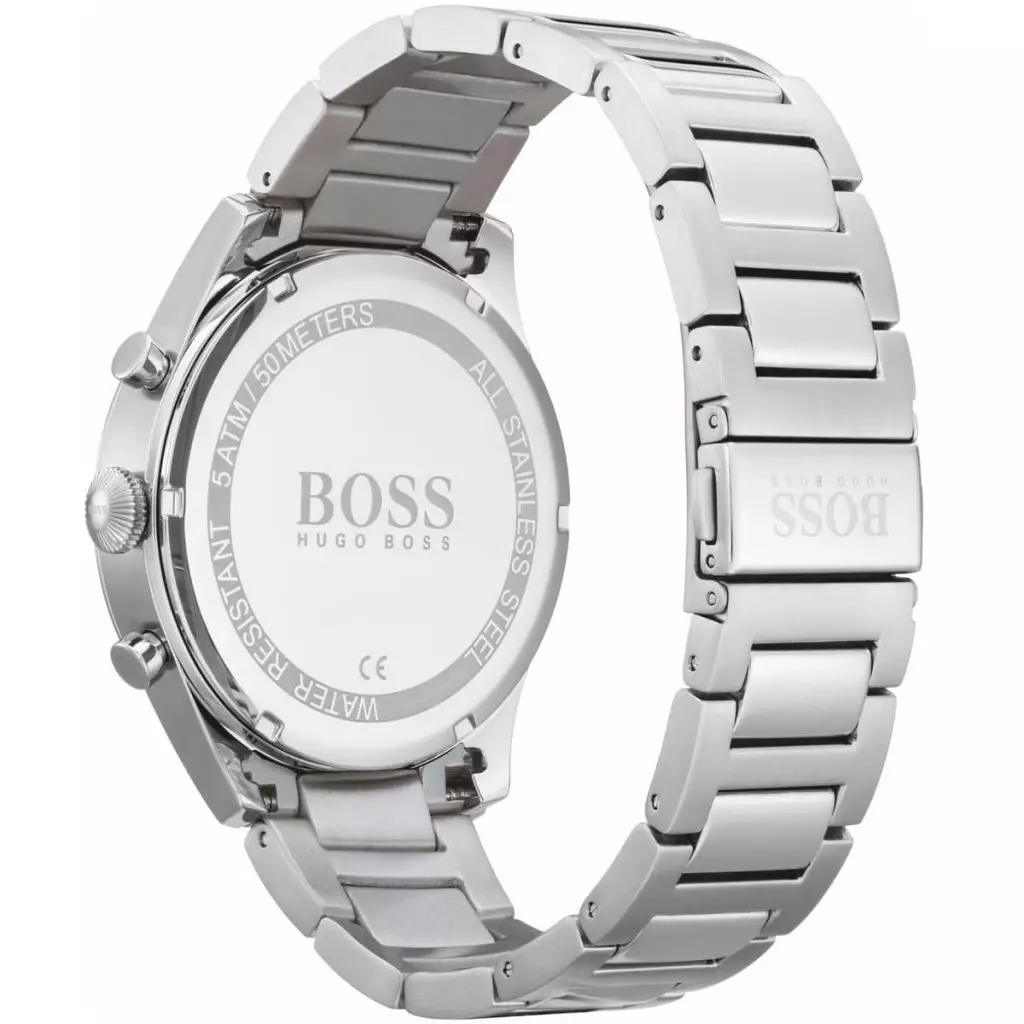 Hugo Boss Silver Steel Black Dial Chronograph Men's Watch - 1514101