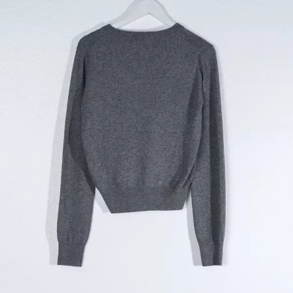 Sweater MARDI MERCREDI ARGYLE FLOWER NAVY GREY V NECK KNIT SWEATSHIRT 100% ORIGINAL