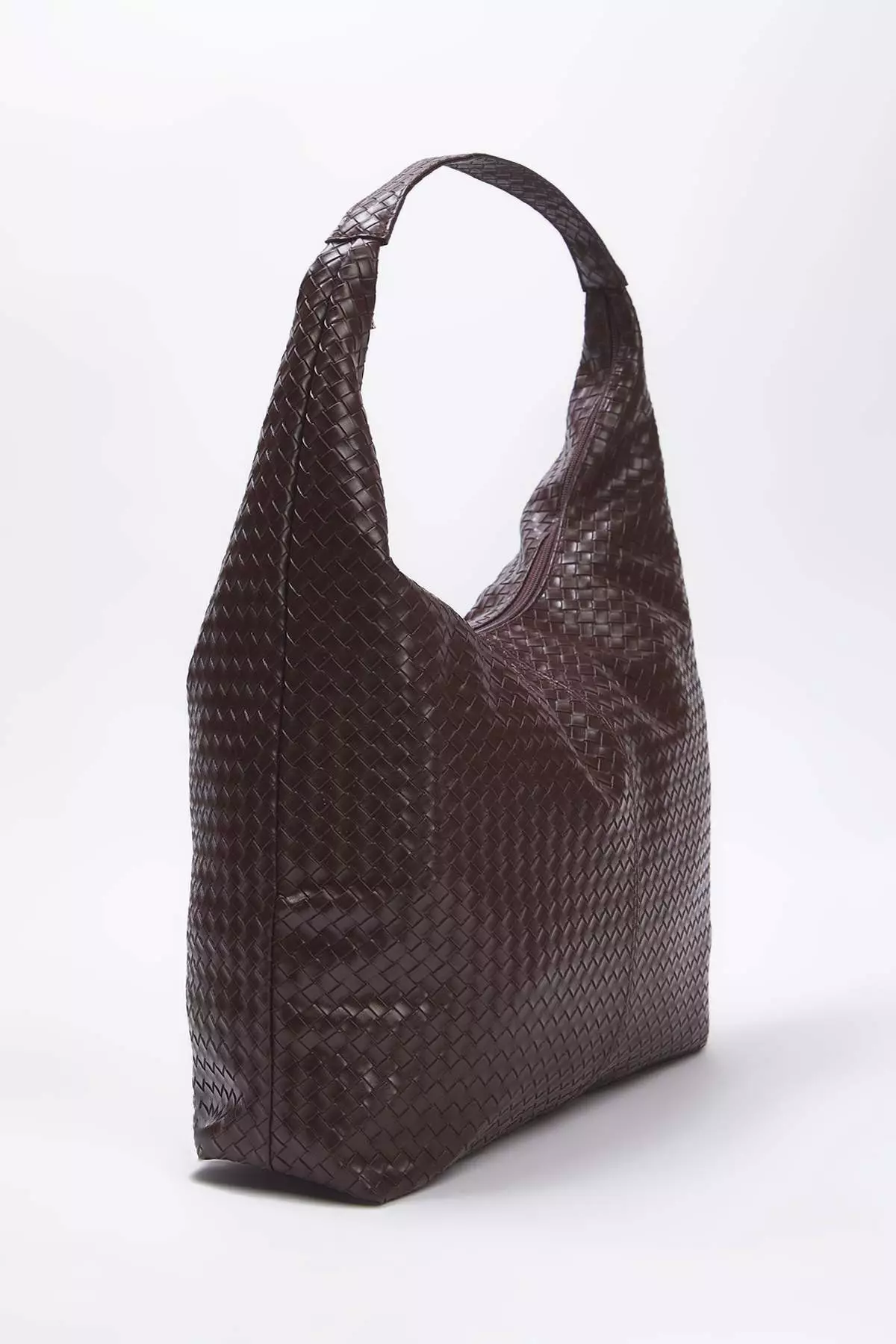 Brown Knitted Patterned Large Maxi Tote Women's Shoulder Bag