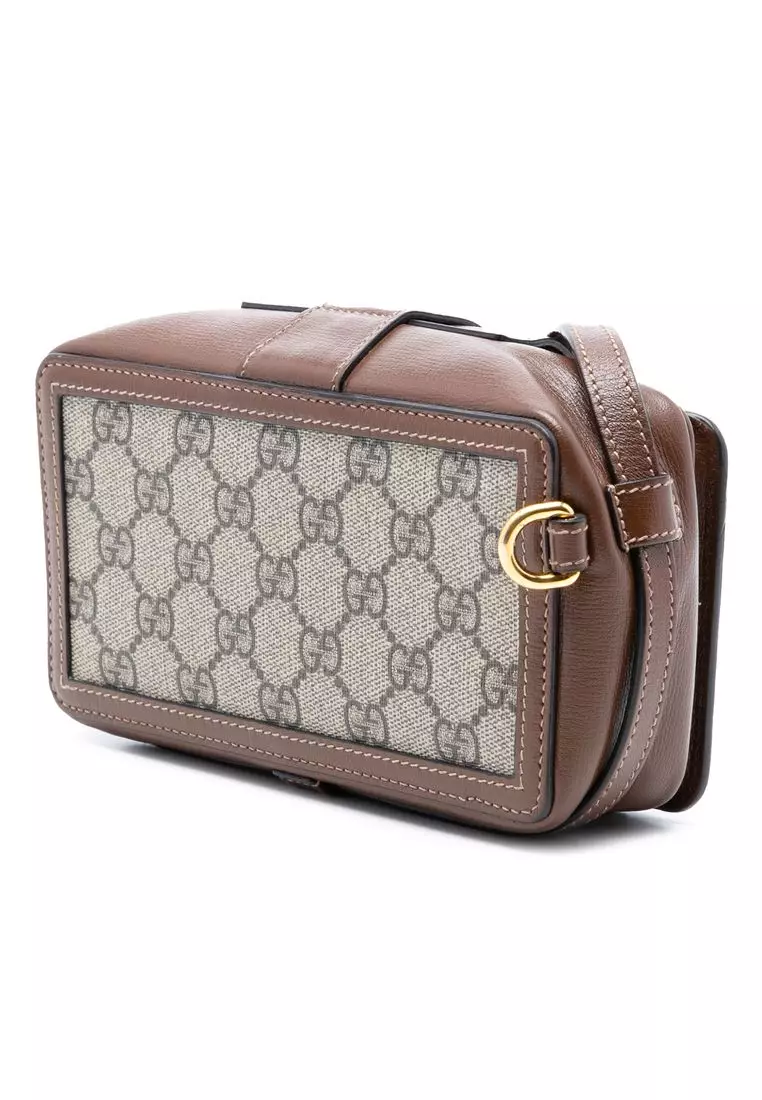 二手 Gucci Mini GG Supreme 扣環斜背包