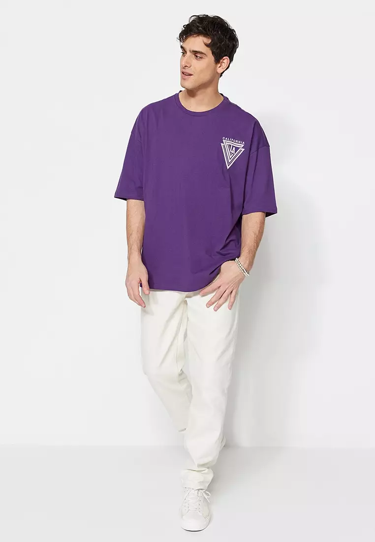 Wide Cut Crew Neck Short Sleeve Urban Print T-Shirt