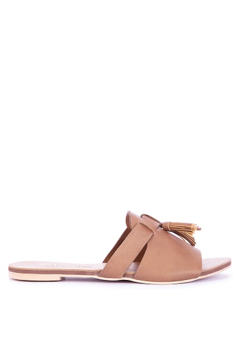 ANINA brown Roux Slide Sandals CC11DSHA2A1A13GS_1