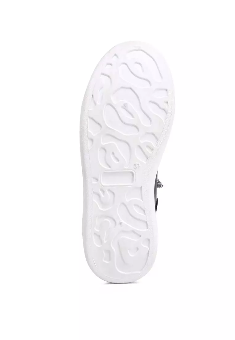 Sepatu Kets Bertali Berlian Imitasi Hitam