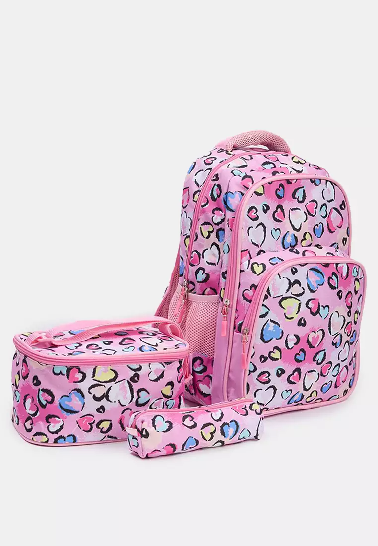 3-Piece Girls' Kids Insulated Lunch Box Pen Holder School Backpack