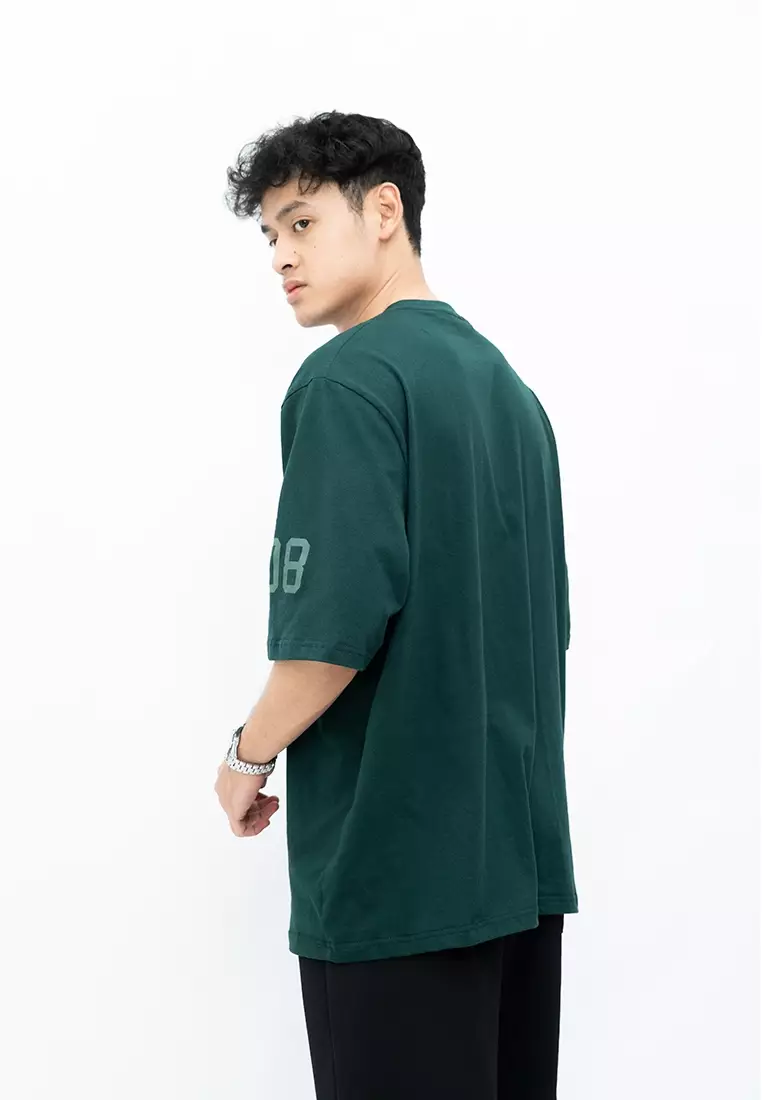 Ryusei Kaos Pria Boxy Oversize Yokohama Green