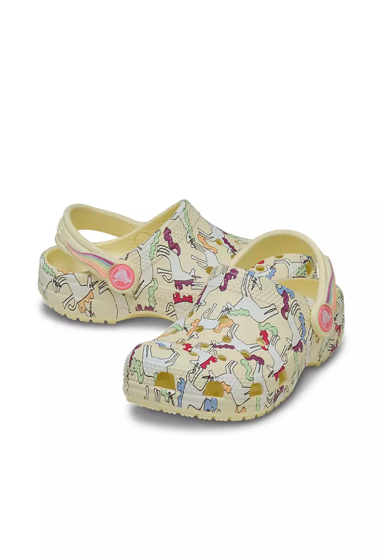 Crocs Toddlers Classic Unicorn Graphic Clog Yellow Light