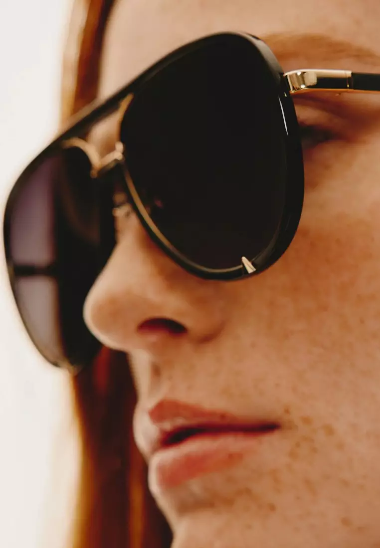 High Profile Luxe Sunglasses - Black Gold/Smoke Taupe Polarized