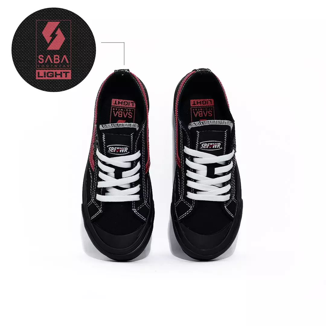 SABA Veloz Low Light Black Maroon - Sepatu Sneakers Casual Pria Wanita