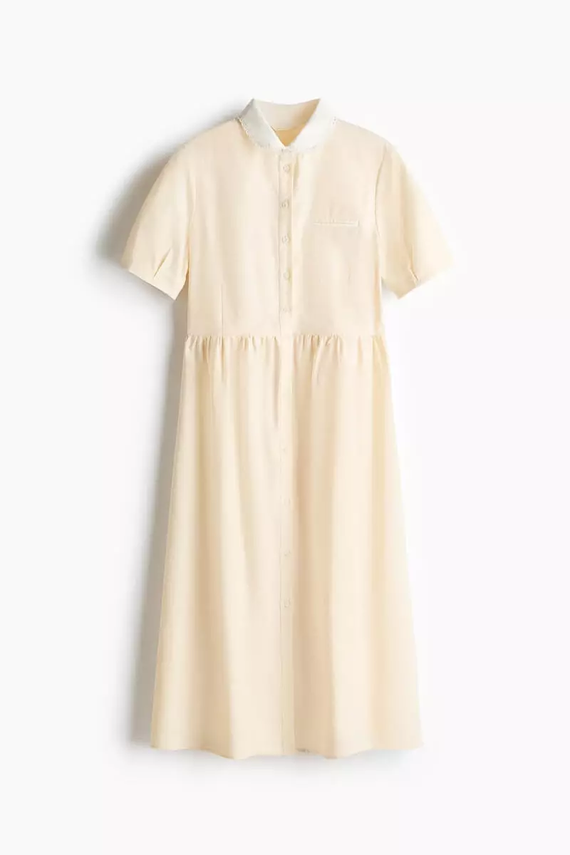 Puff-sleeved shirt dress