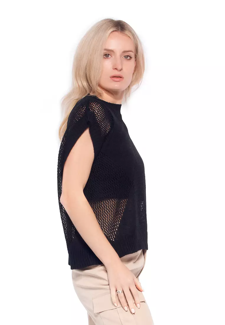 Black Knitted Sleeveless Top