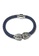 Splice Cufflinks blue Duple Series Blue Real Leather Strap with Double Silver Lion Head Bracelet SP744AC78XENSG_1