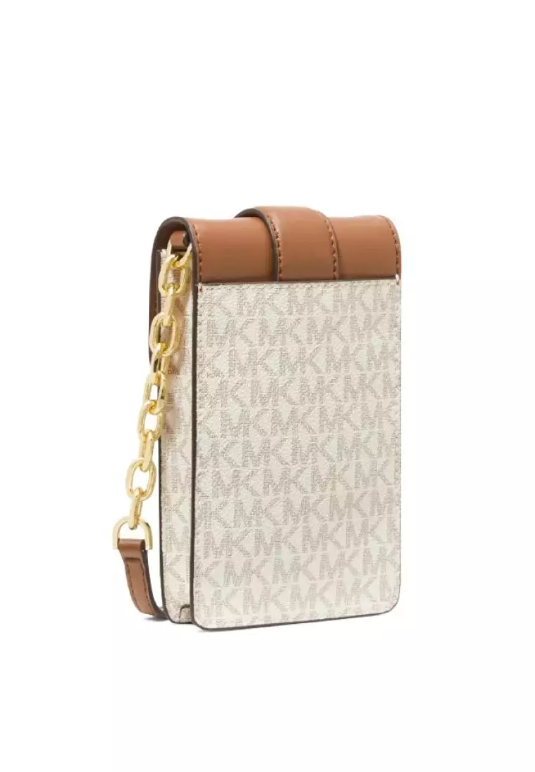Michael Kors Carmen Small Logo Smartphone Crossbody Bag Vanilla