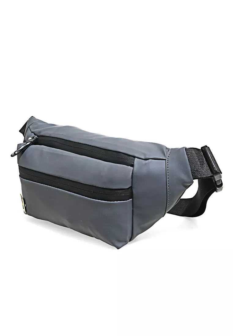 Roger Tas Selempang Pria Tahan Air Waistbag with Hole for Earphone Material Oxford ORIGINAL - Gray