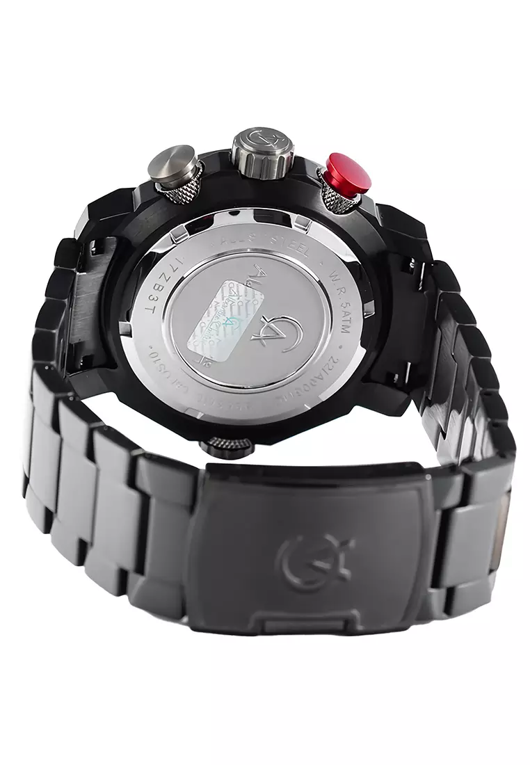 Alexandre Christie - Jam Tangan Chronograph Pria - Black - Stainless Steel Bracelet - 6565 MCBEPBARE
