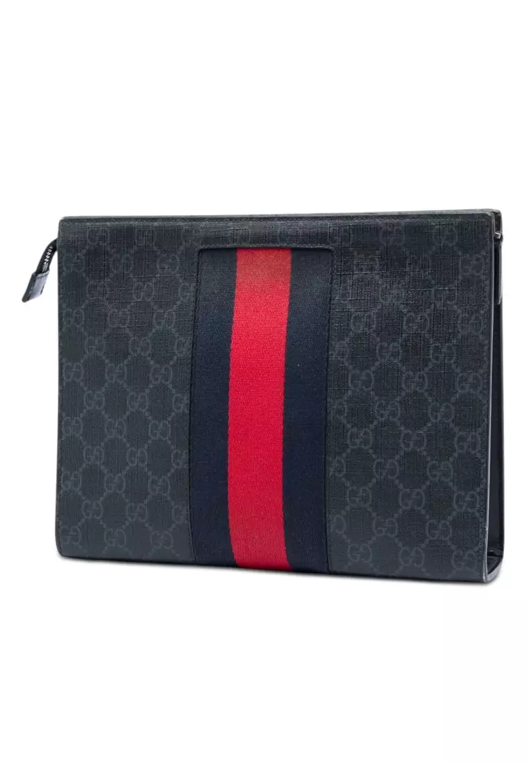 Pre-Loved Gucci Gg Supreme Web Clutch