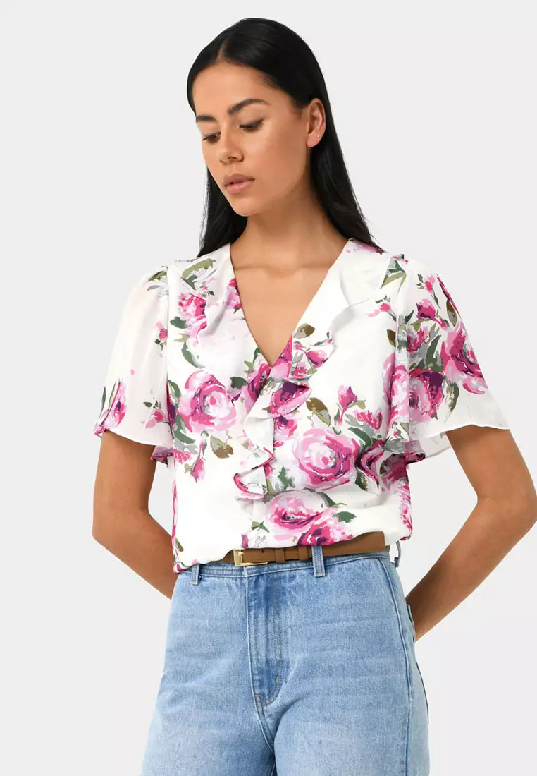 Buy FORCAST FORCAST Andrea Floral Ruffle Blouse Online | ZALORA Malaysia