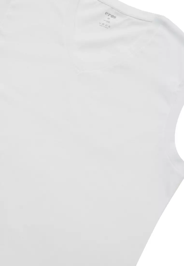 EROS Pack of 2 White Undershirt, V-Neck, Regular, Sleeveless Underwear for  Men 2024, Buy EROS Online