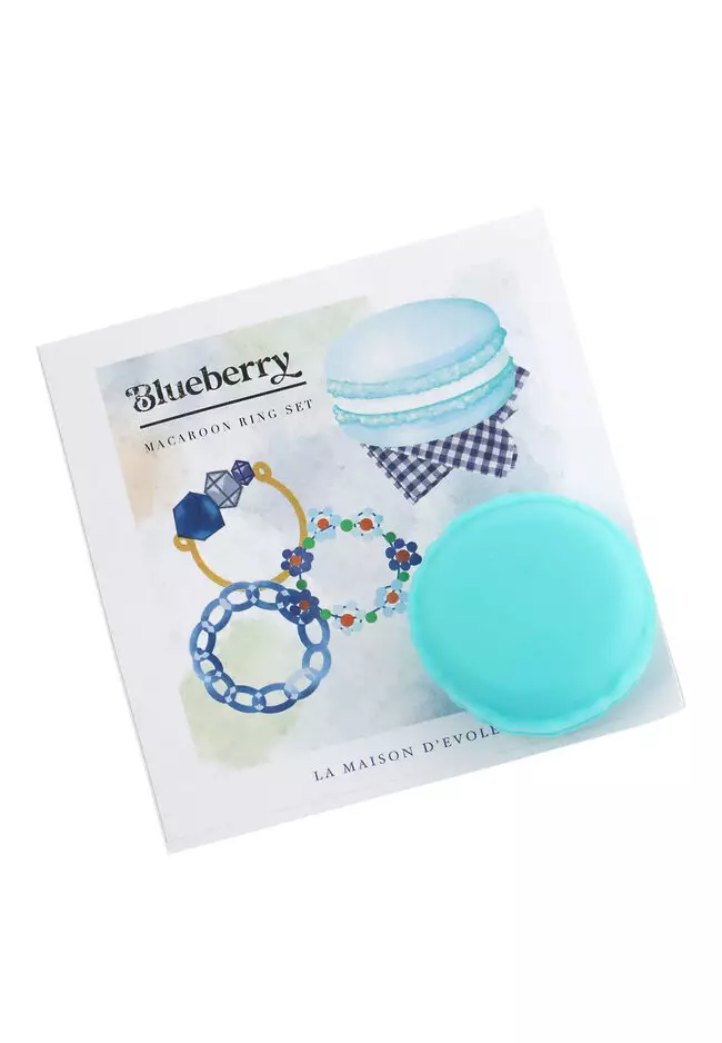 Macaron Ring Set Blueberry with Blue Agate