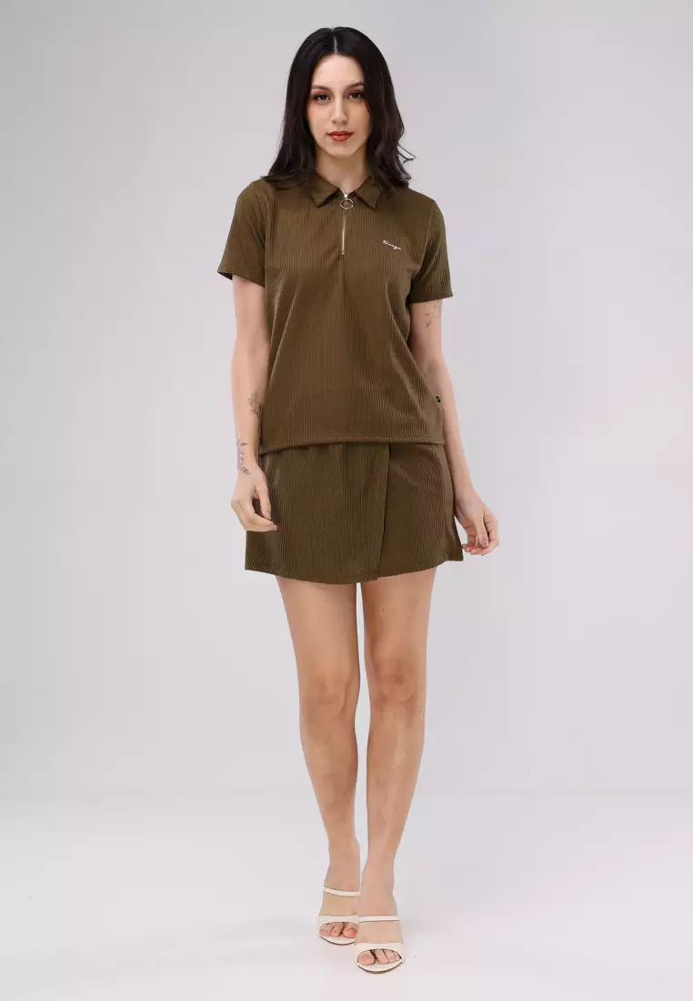 Special Cotton Waffle Knits Terno Blouse & Skort