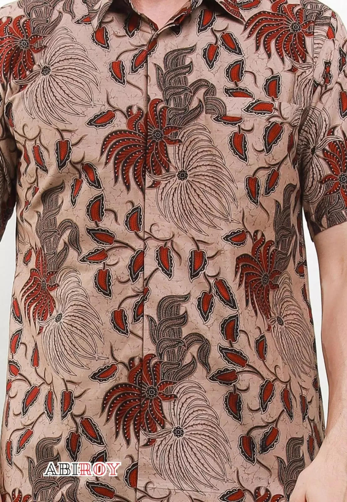 Kemeja Batik Pria Premium Slimfit Elegant Modern Lengan Pendek Candra Coklat