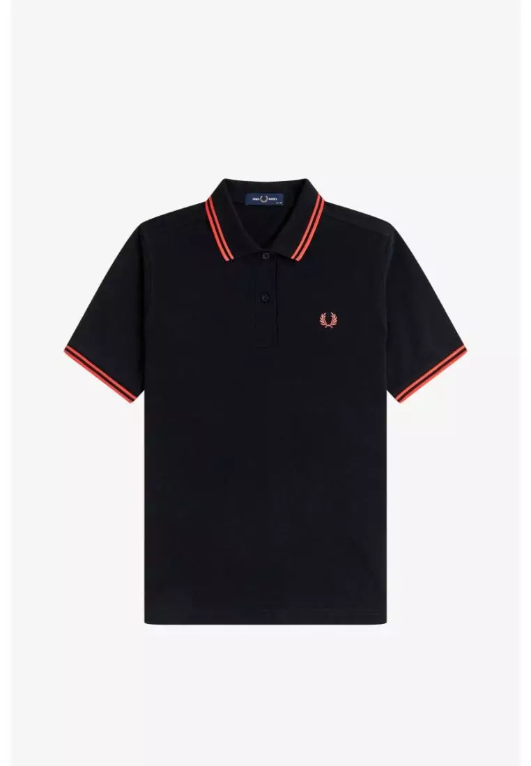 Fred Perry G3600 Twin Tipped Fred Perry Shirt (Black / Flamingo Tan)