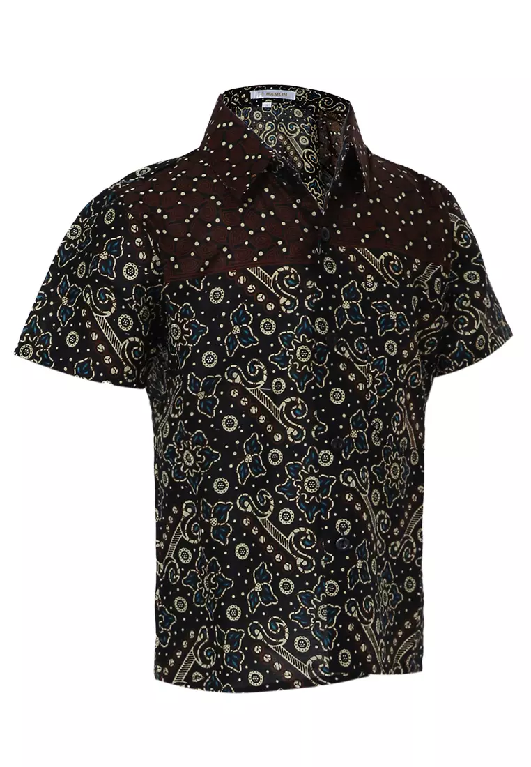 Lucas Kemeja Formal Batik Anak Laki-laki Lengan Pendek Motif Mataram Kids Traditional Shirt Material Cotton ORIGINAL - Brown