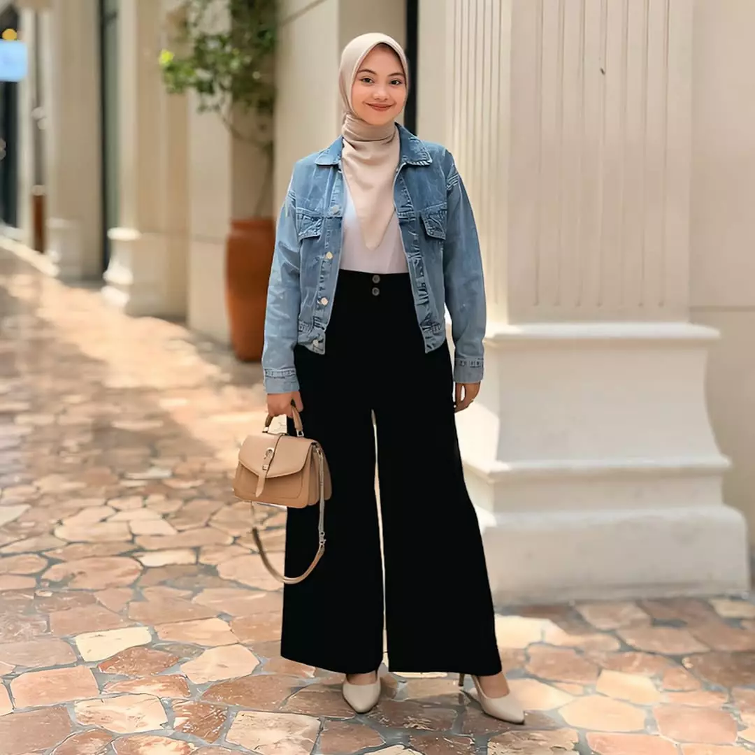 Celana Panjang Jeans High Waist HITAM