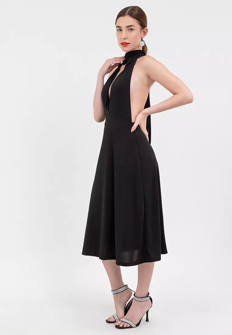 Vanya Plunging Midi Dress