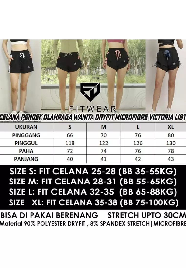 Fitwear - Celana Pendek Big Size Olahraga Wanita VICTORIA LIST MICROFIBRE - LIST WHITE