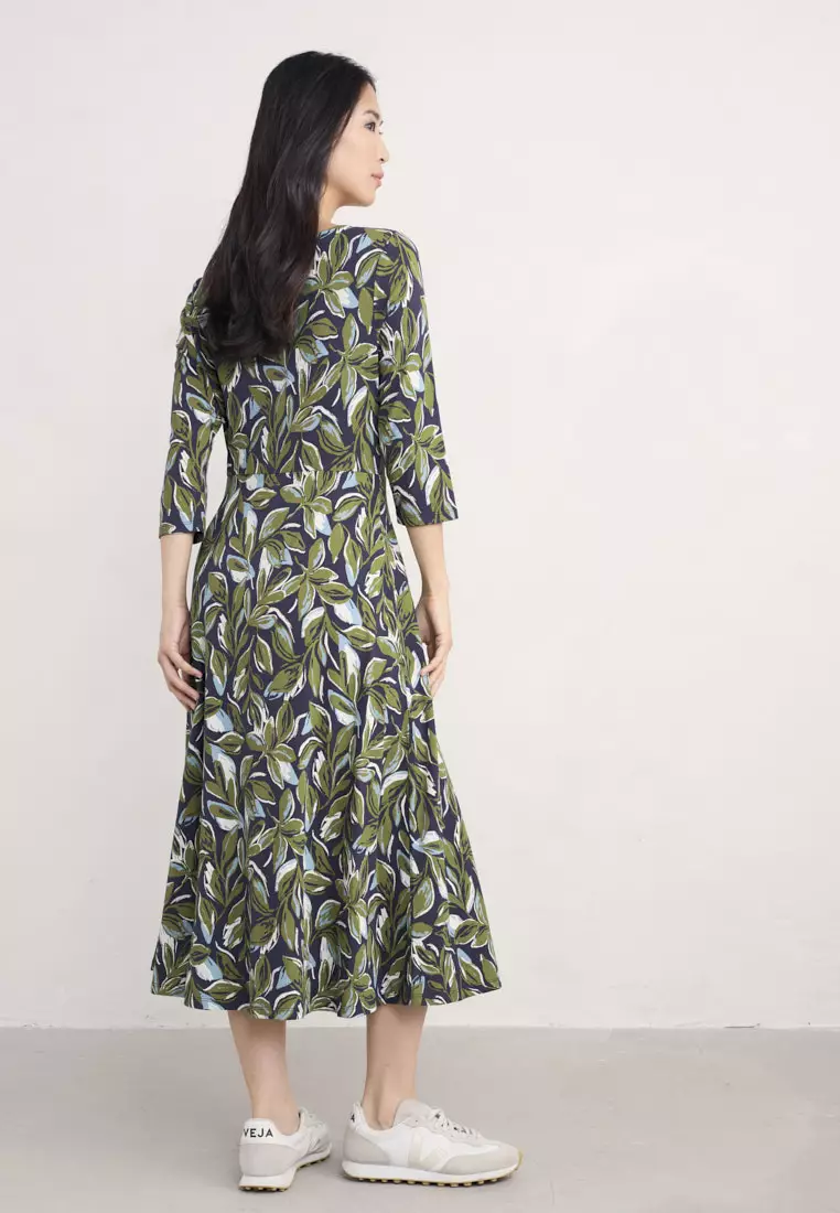 Seasalt Cornwall Green 3/4 Wild Bouquet Dress