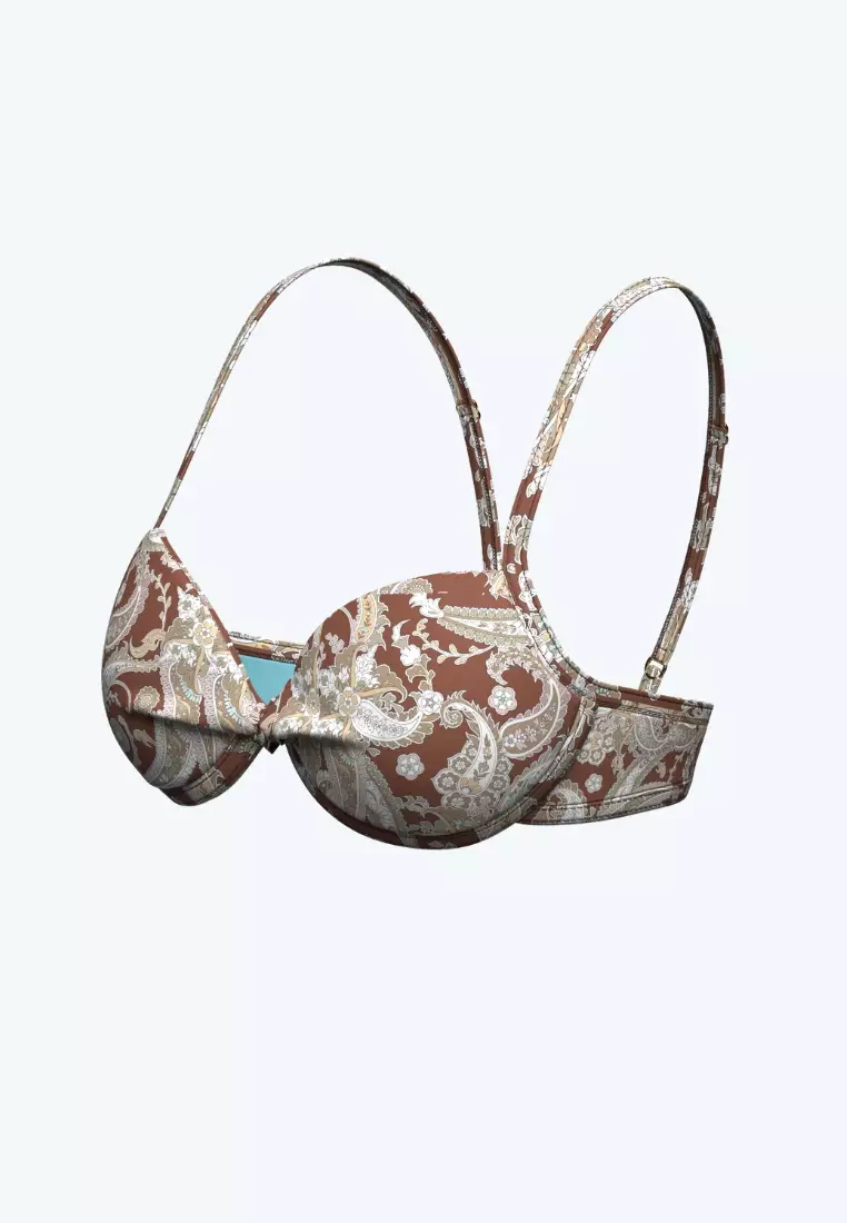 Grounded Culture Mocca Moulded Knot Front Underwire Bikini Top