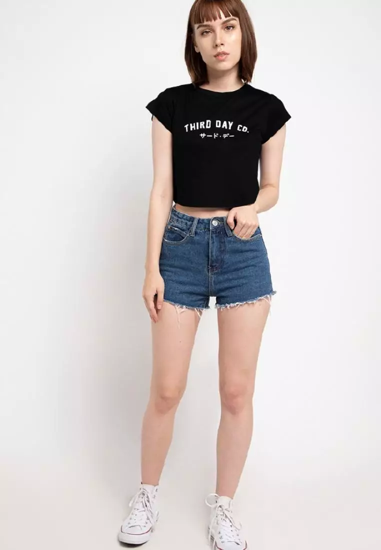 LTD42 Third Day Crop Top Tdco Hitam Black