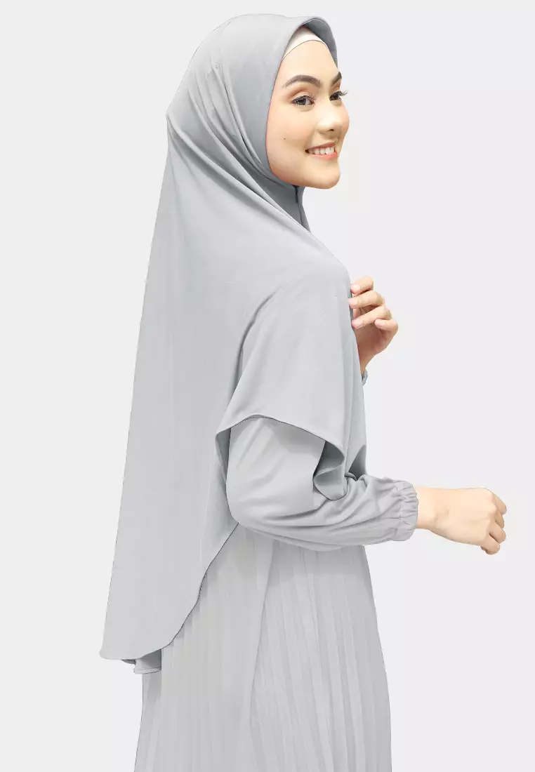 Cotton Bee - Haniya Bergo Instan | Hijab Instan | Bergo Wudhu - Lava Grey