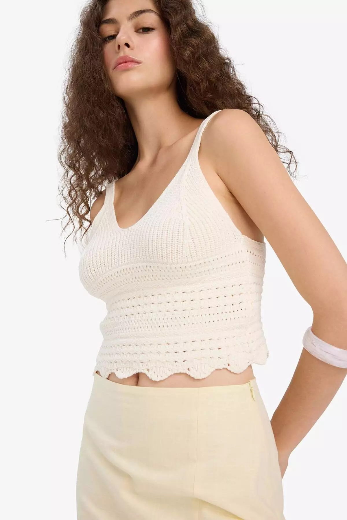 Slim Fit Slim Fit V-Neck Knitted Knitwear Undershirt A8433Ax25Sm