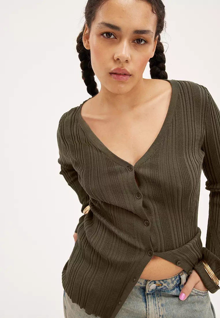 Monki ribbed cardigan clearance